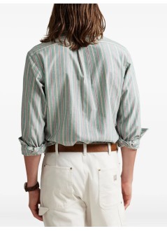 polo ralph lauren shirt mancubdpppks-long sleeve-sport shirt - 710p00630003 6882b green red multi
