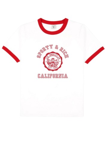 sporty & rich top womancalifornia emblem ringer tee - to07364508wh52 3934