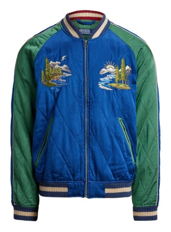 polo ralph lauren outerwear mansvnr jkt-insulated-bomber - 710977856001 canyon blue x/bush grn x multi