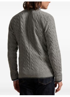 polo ralph lauren knitwear manlscablevncrg-long sleevecardigan - 710949808005 fawn grey heather