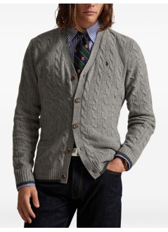 polo ralph lauren knitwear manlscablevncrg-long sleevecardigan - 710949808005 fawn grey heather