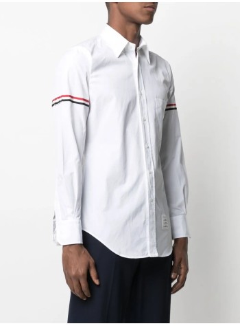 thom browne camiseria hombre classic shirt w/ rwb grosgrain armbands - mwl150e03113 100 2