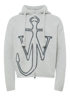 jw anderson knitwear mananchor embroidery zipped hoodie - kw1429yn0412 905