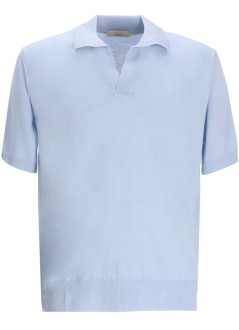 aurélien polo manbuttonless polo shortsleeve rib - 0802001005 light blue