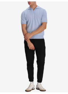 aurélien polo manbuttonless polo shortsleeve rib - 0802001005 light blue