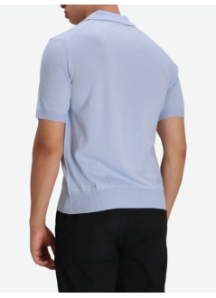 aurélien polo manbuttonless polo shortsleeve rib - 0802001005 light blue