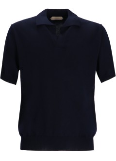 aurélien polo manbuttonless polo shortsleeve rib - 0802001005 navy