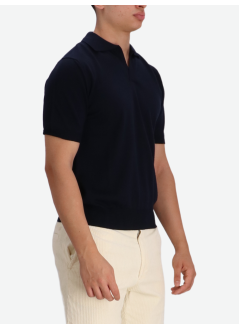 aurélien polo manbuttonless polo shortsleeve rib - 0802001005 navy