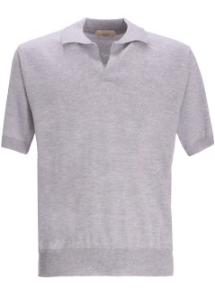 aurélien polo manbuttonless polo shortsleeve rib - 0802001005 light grey