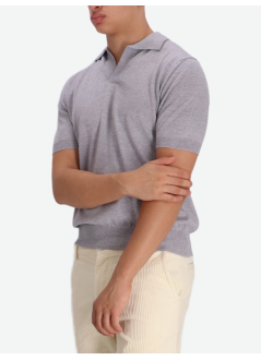 aurélien polo manbuttonless polo shortsleeve rib - 0802001005 light grey