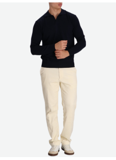 aurélien knitwear manbuttonless polo longsleeve - 0802001003 navy