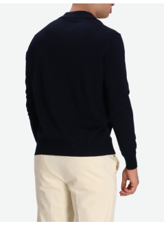 aurélien knitwear manbuttonless polo longsleeve - 0802001003 navy
