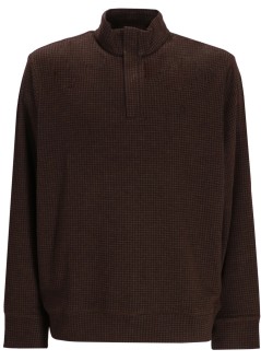 polo ralph lauren sweater manlshzm6-long sleeve-half zip - 710979497001 alpine brown htr dogtooth