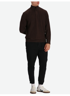 polo ralph lauren sweater manlshzm6-long sleeve-half zip - 710979497001 alpine brown htr dogtooth