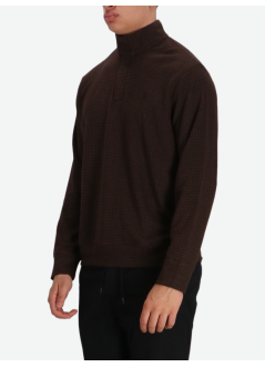 polo ralph lauren sweater manlshzm6-long sleeve-half zip - 710979497001 alpine brown htr dogtooth