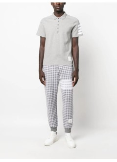 thom browne polo hombre short sleeve polo w/ mini collar & 4 bar - mjp192a07323 055