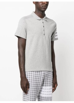 thom browne polo hombre short sleeve polo w/ mini collar & 4 bar - mjp192a07323 055