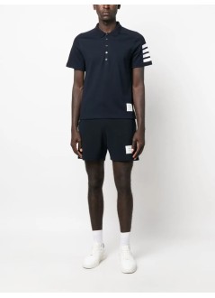 thom browne polo hombre short sleeve polo w/ mini collar & 4 bar - mjp192a07323 415