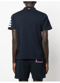 thom browne polo hombre short sleeve polo w/ mini collar & 4 bar - mjp192a07323 415