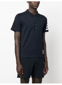 thom browne polo hombre short sleeve polo w/ mini collar & 4 bar - mjp192a07323 415