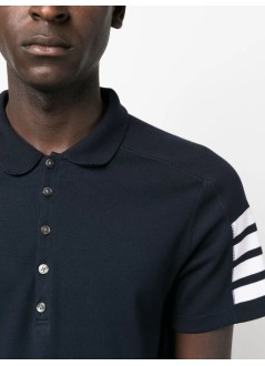thom browne polo hombre short sleeve polo w/ mini collar & 4 bar - mjp192a07323 415