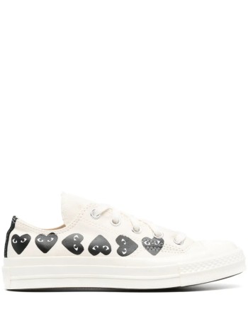 comme des garçons play sneaker mujer converse multi heart low top - azk126001 beige