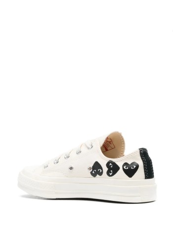 comme des garçons play sneaker mujer converse multi heart low top - azk126001 beige 2