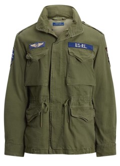 polo ralph lauren outerwear manicnc fld jkt-lined-field jacket - 710961616001 olive mountain w patches