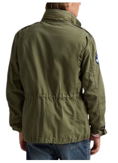 polo ralph lauren outerwear manicnc fld jkt-lined-field jacket - 710961616001 olive mountain w patches