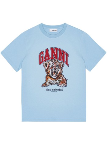 ganni top mujer basic jersey tiger relaxed t-shirt - t4007 745