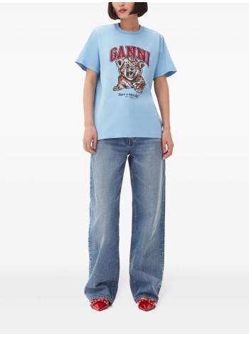 ganni top mujer basic jersey tiger relaxed t-shirt - t4007 745 2