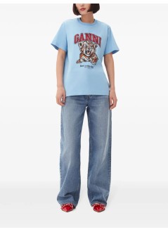 ganni top mujer basic jersey tiger relaxed t-shirt - t4007 745