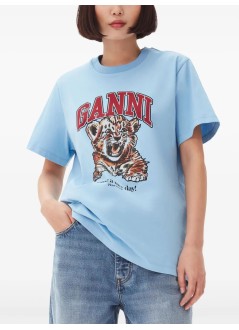 ganni top mujer basic jersey tiger relaxed t-shirt - t4007 745