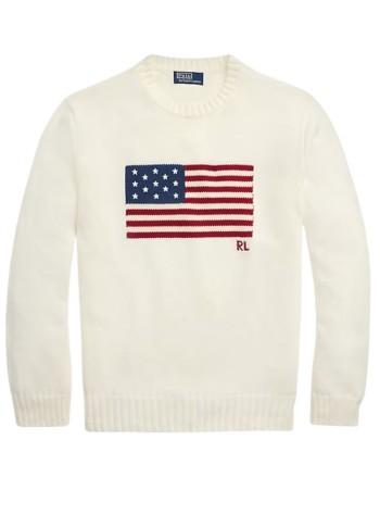polo ralph lauren knitwear manls cn flag-long sleeve-pullover - 710718281009 deckwash white