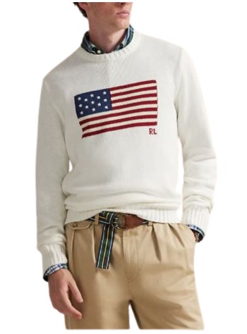 polo ralph lauren knitwear manls cn flag-long sleeve-pullover - 710718281009 deckwash white 2