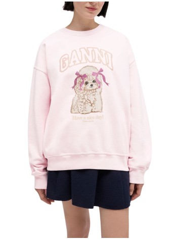 ganni sweater womanisoli crewneck printed puddle - a1060026 868 2