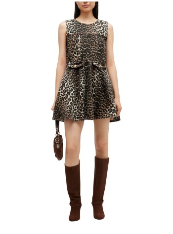 ganni dress womanprint denim flounce mini dress - a1030191 859 2