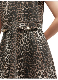 ganni vestido mujer print denim flounce mini dress - a1030191 859