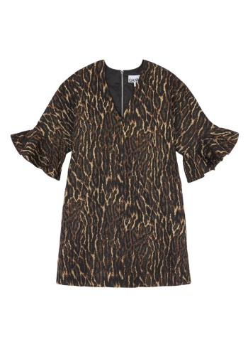ganni dress womanmetallic cloque mini boxy dress - a1030164 01x