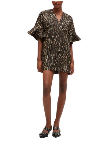 ganni dress womanmetallic cloque mini boxy dress - a1030164 01x 2