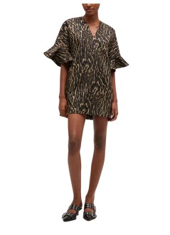 ganni vestido mujer metallic cloque mini boxy dress - a1030164 01x