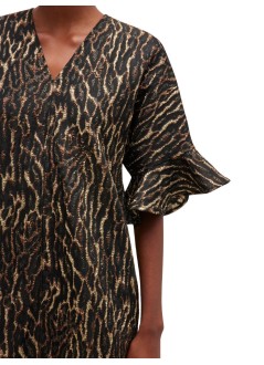 ganni vestido mujer metallic cloque mini boxy dress - a1030164 01x