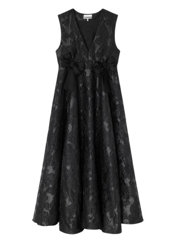 ganni vestido mujer satin cloque v-neck long dress - a1030151 099