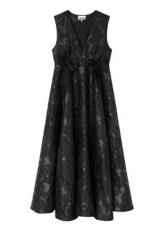 ganni vestido mujer satin cloque v-neck long dress - a1030151 099