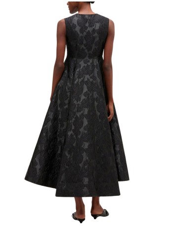 ganni vestido mujer satin cloque v-neck long dress - a1030151 099 2