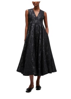 ganni vestido mujer satin cloque v-neck long dress - a1030151 099