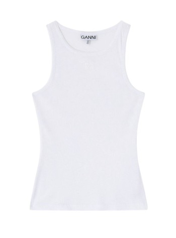 ganni top mujer soft cotton rib tank top - t3897 151