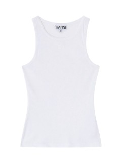 ganni top mujer soft cotton rib tank top - t3897 151