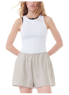 ganni top mujer soft cotton rib tank top - t3897 151