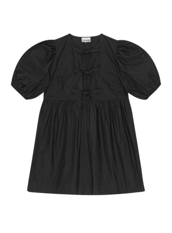 ganni dress womancotton poplin tie string mini dress - f9005 099